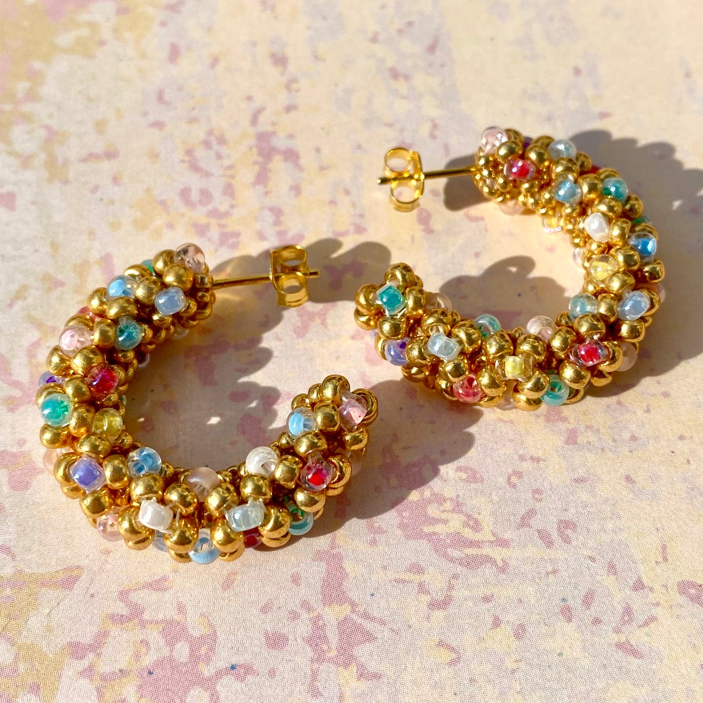 LA CROISETTE Grande Hoop Earrings, macaron pastels