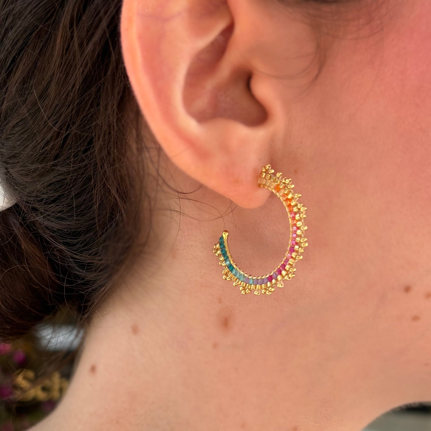 CELESTIAL Hoop Earrings, rainbow gradient