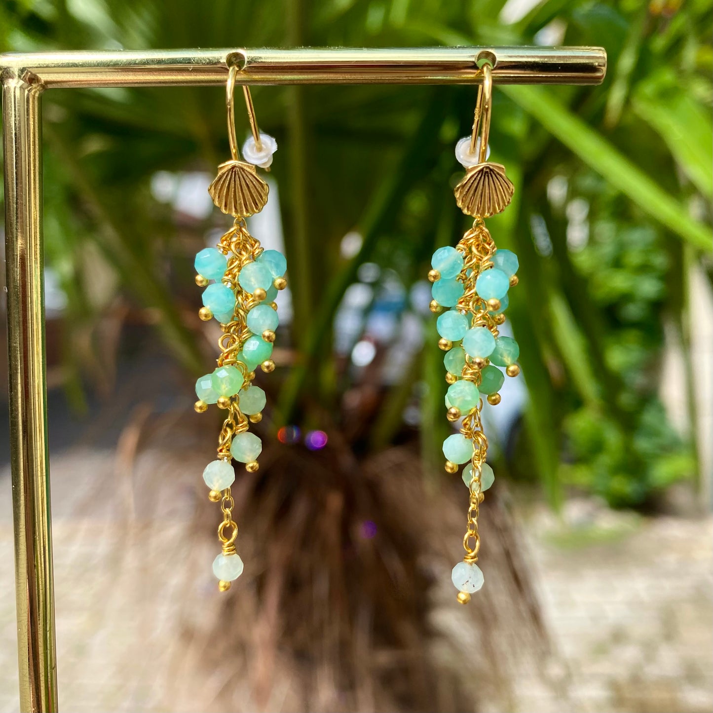 SEAFOAM CASCADE Earrings, amazonite & chrysoprase