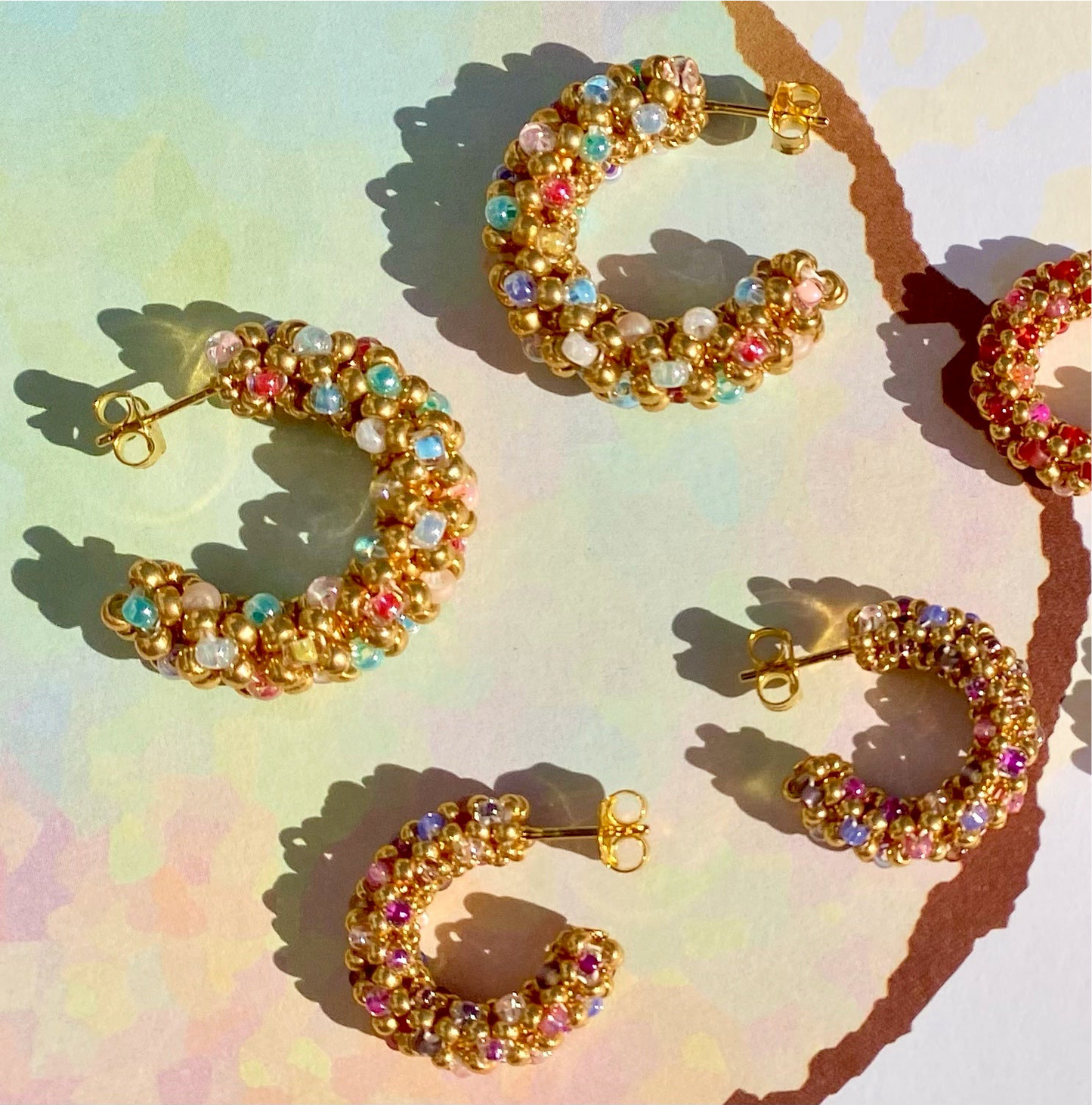 LA CROISETTE Grande Hoop Earrings, macaron pastels