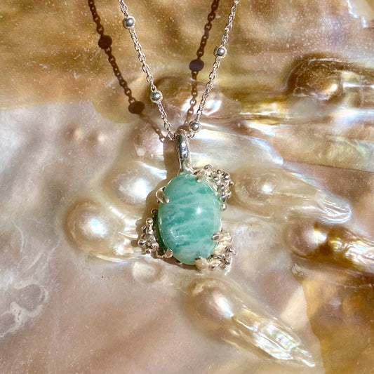 SIREN SONG Necklace, Amazonite & white sapphire