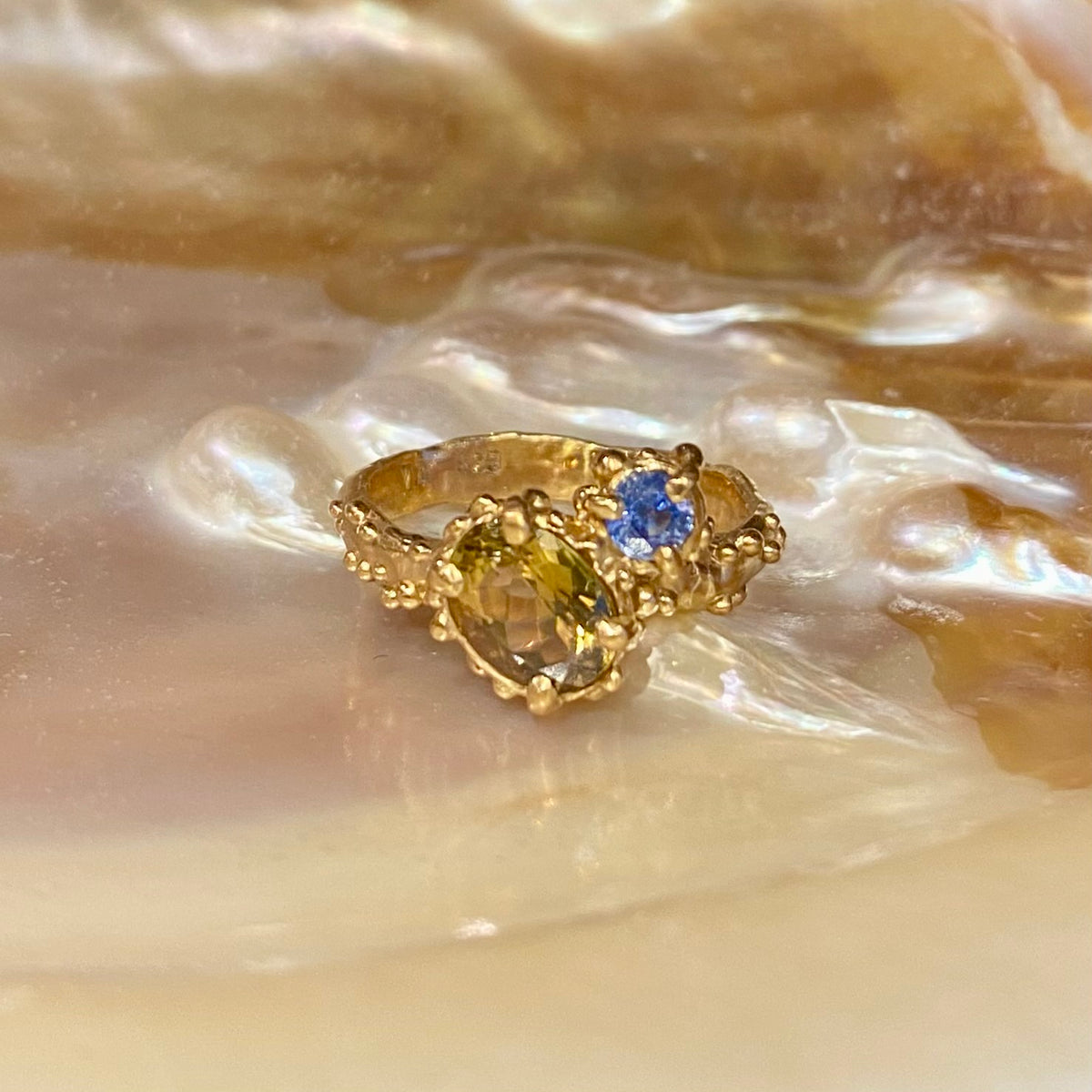 JEWEL REEF Ring, tourmaline & sapphire, size 54