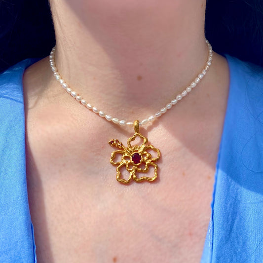 HIBISCUS DREAMS Necklace, garnet & pink sapphire