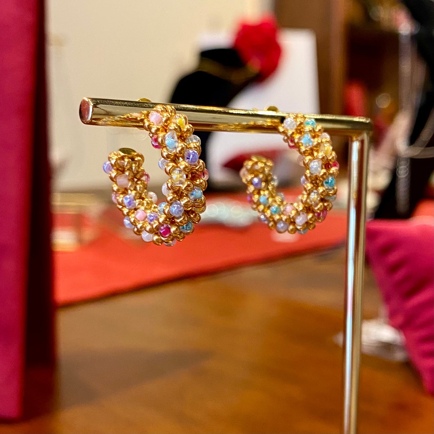 LA CROISETTE Hoop Earrings, macaron pastels