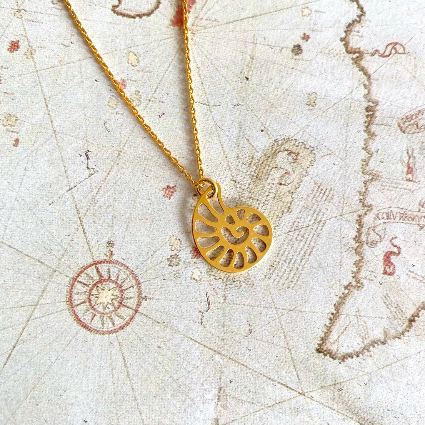 Dainty nautilus pendant necklace