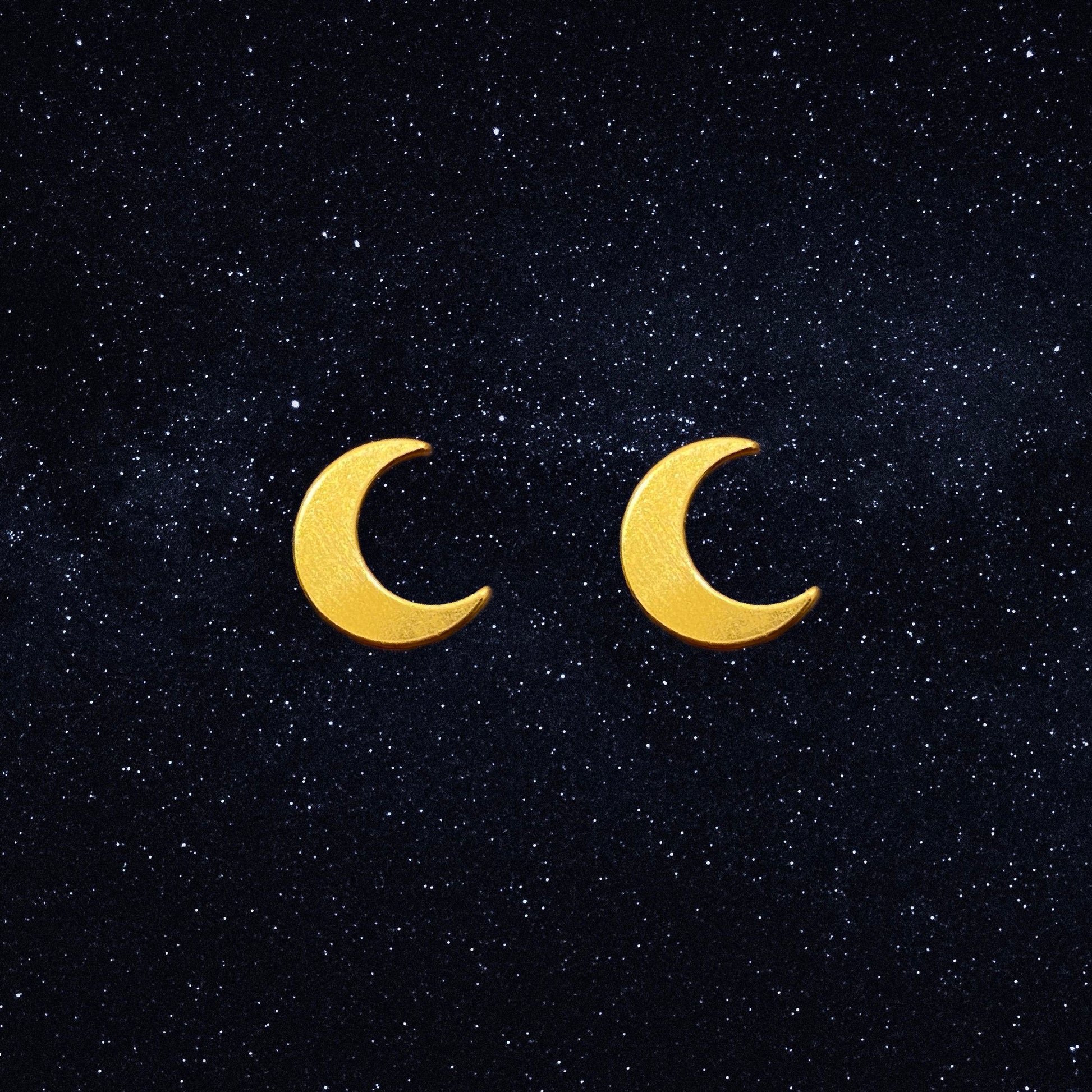 Gold crescent moon stud earrings