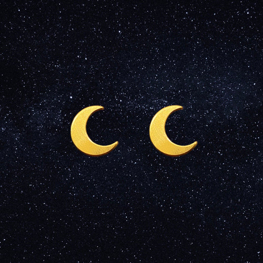 Gold crescent moon stud earrings