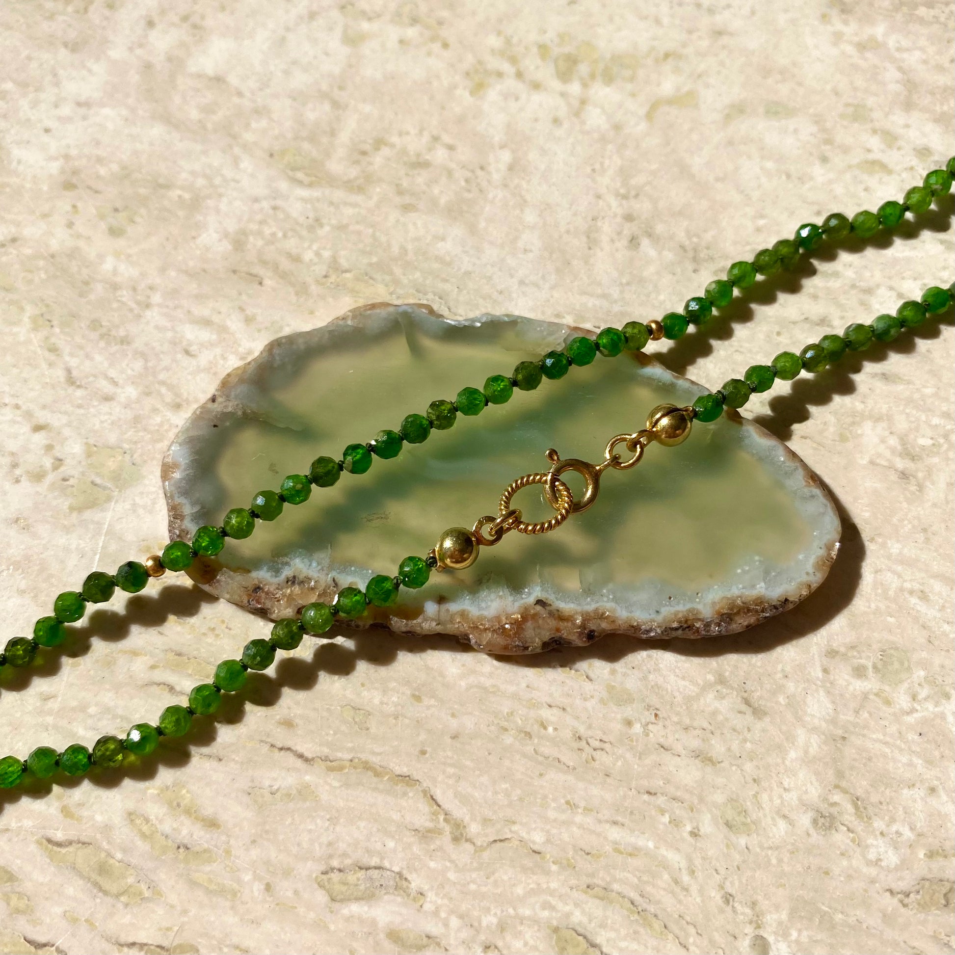 Natural green gemstone bead necklace