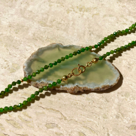 Natural green gemstone bead necklace