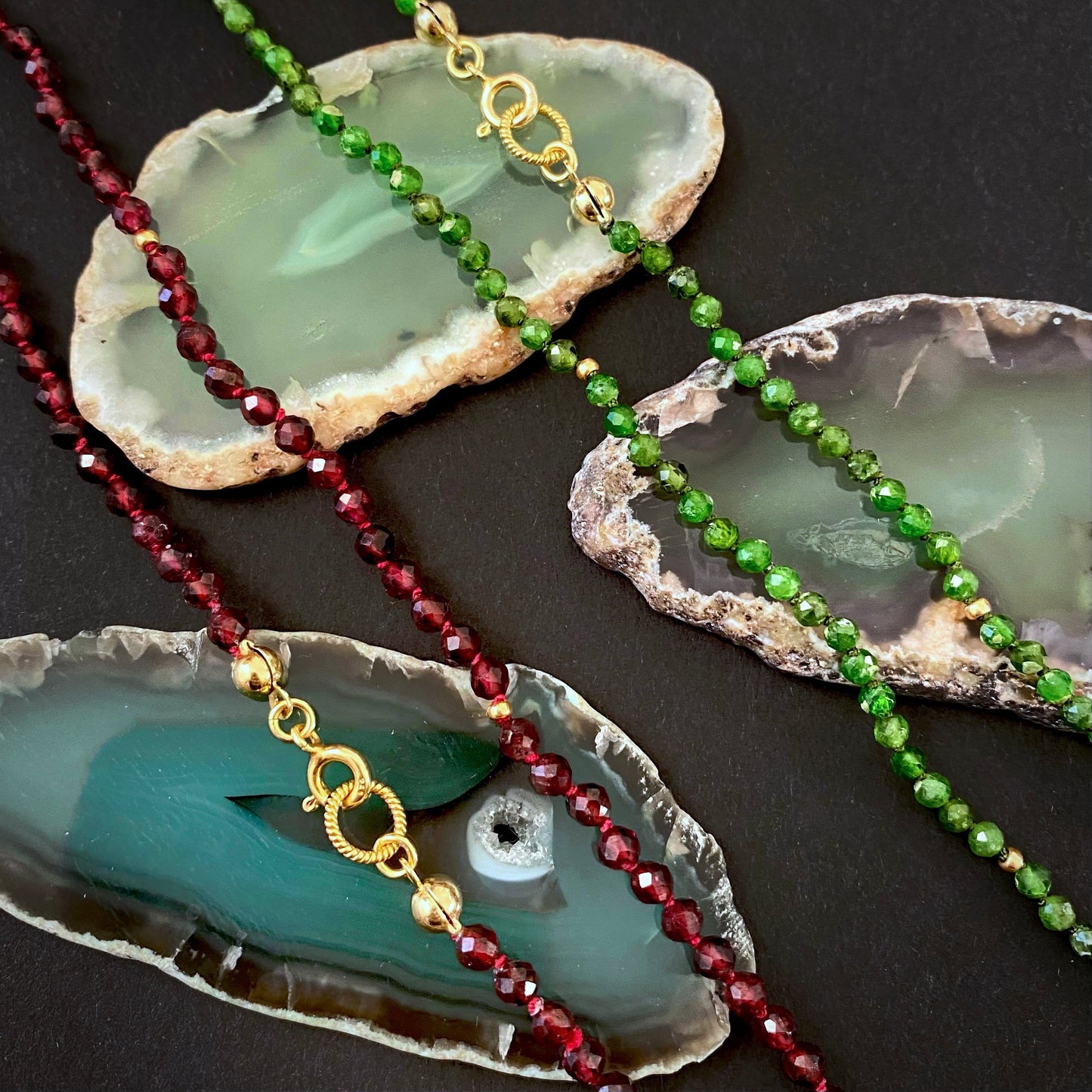 Green chrome diopside gemstone bead necklace