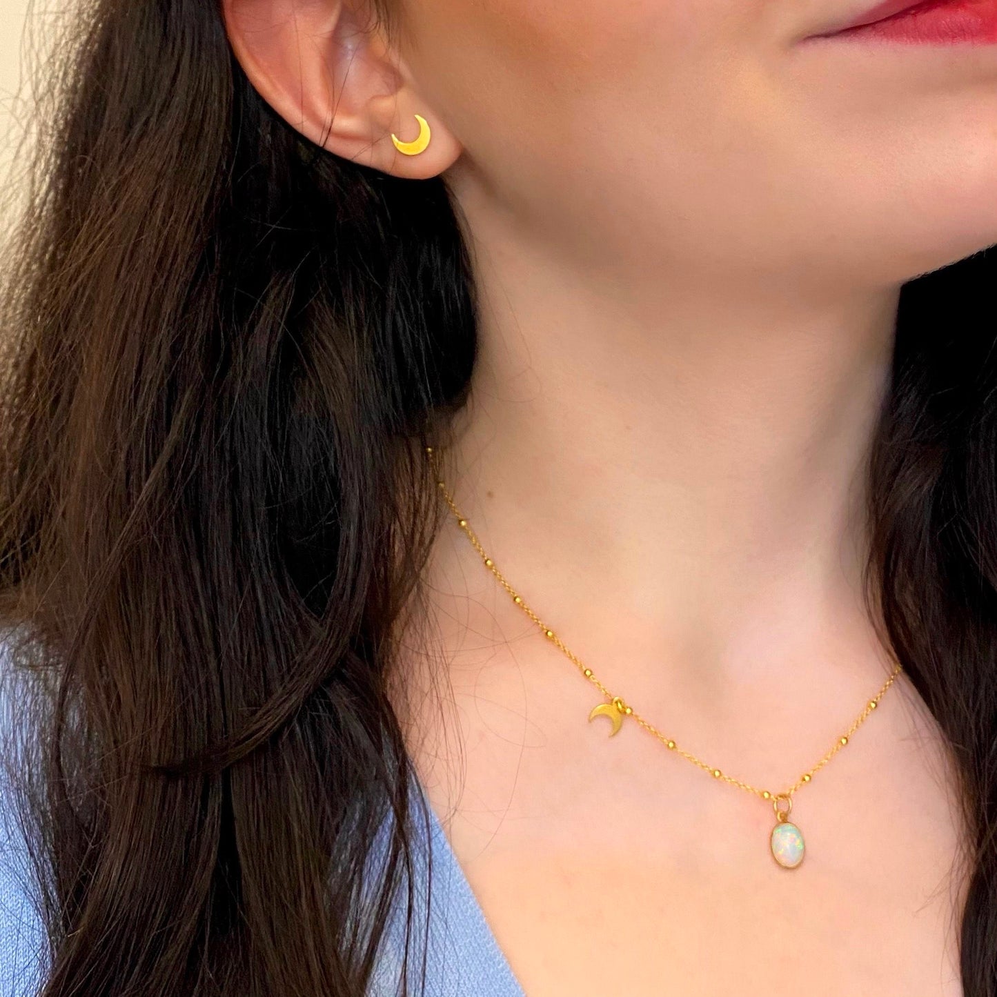 Crescent moon earrings in gold plated sterling silver