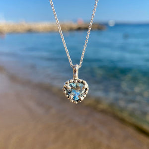 Heart of the ocean necklace with aquamarine in sterling silver