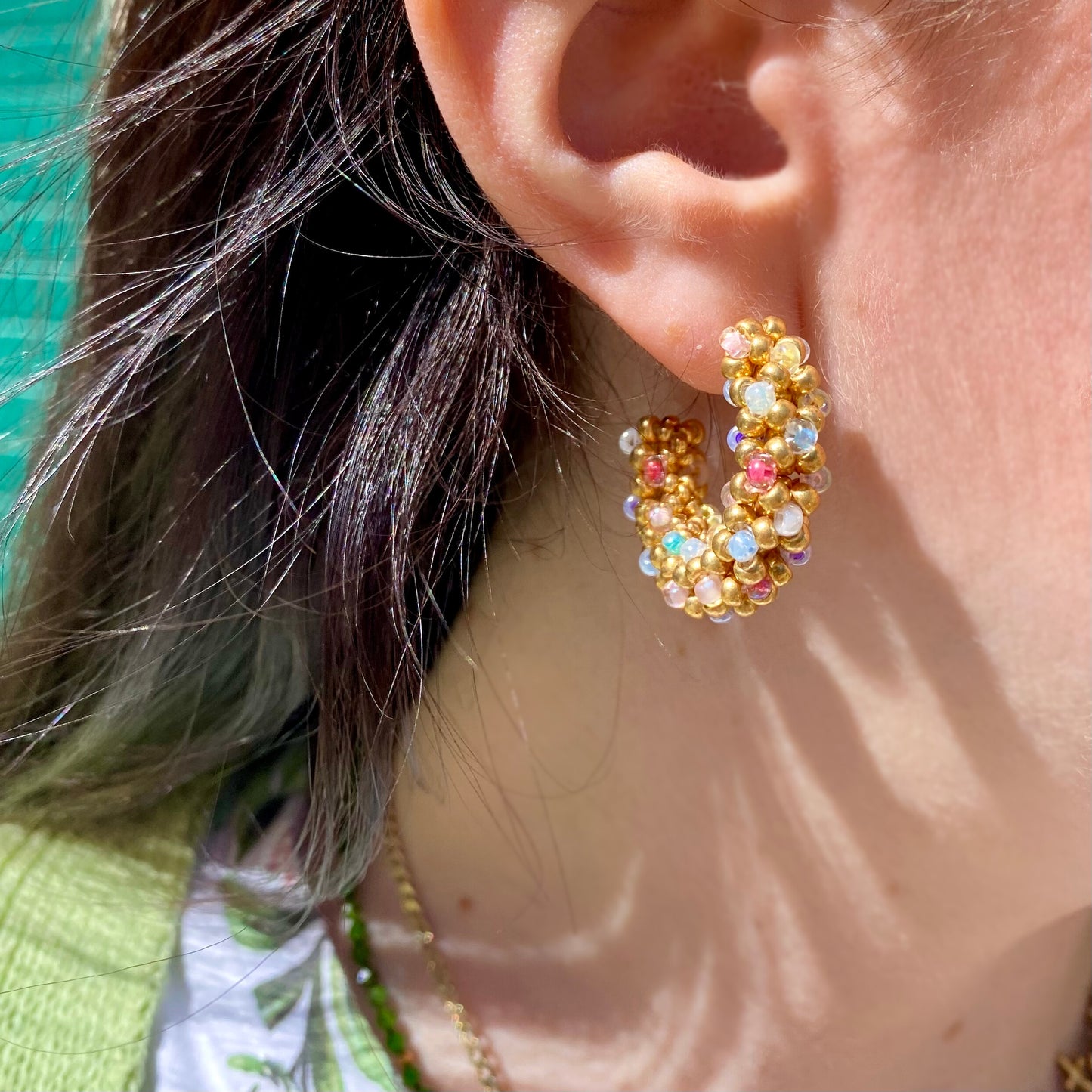 LA CROISETTE Grande Hoop Earrings, macaron pastels