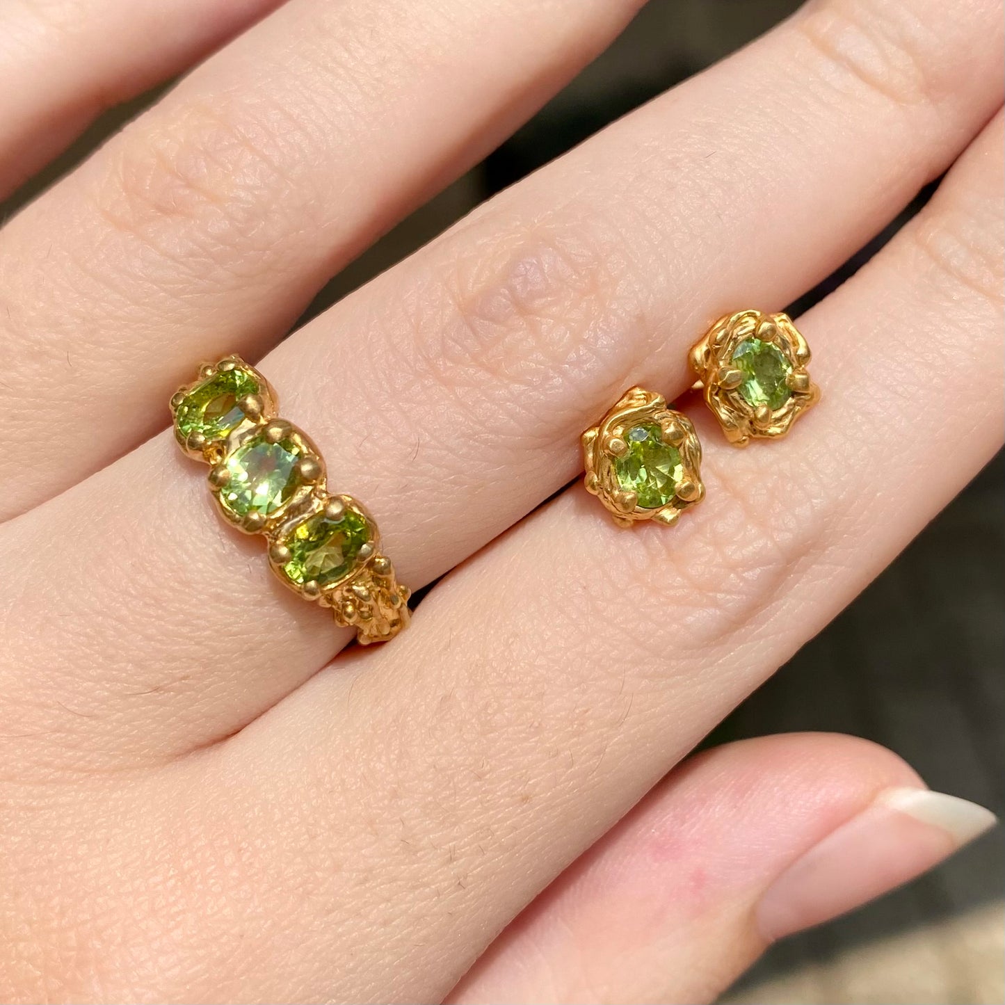 SEAWEED Ring, peridot, size 54