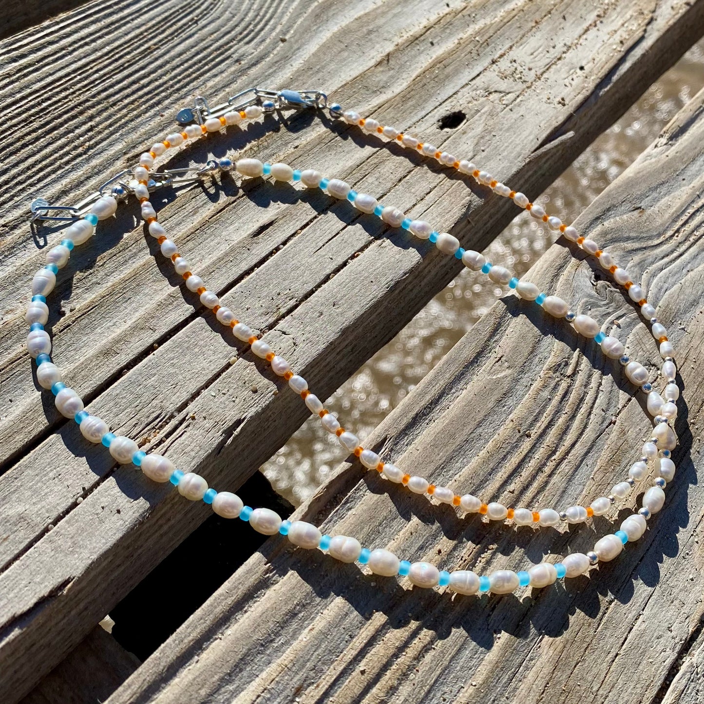 MARÉE Pearl Necklace Bold, bleu