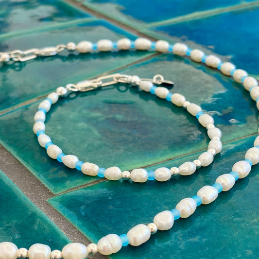 MARÉE Pearl Bracelet Bold, bleu