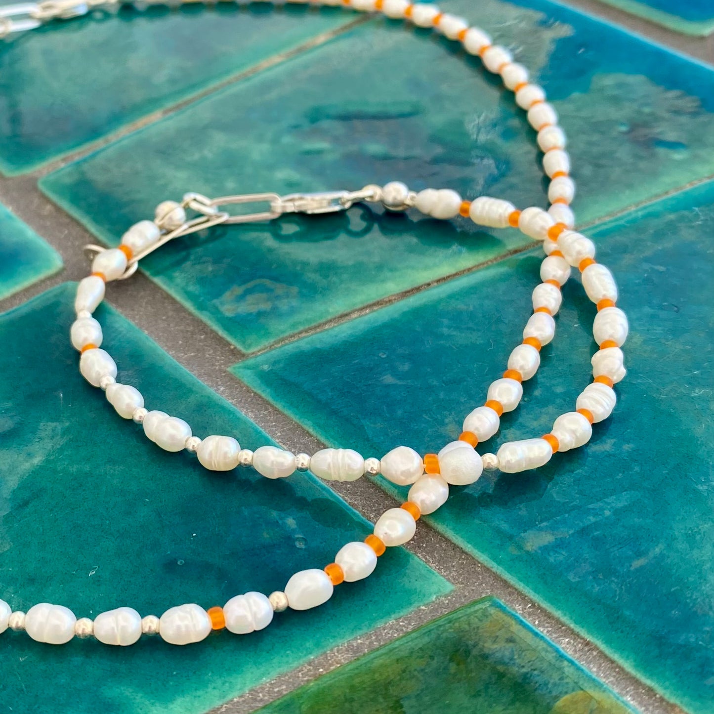 MARÉE Pearl Bracelet Fine, orange