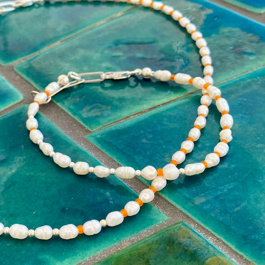 MARÉE Pearl Bracelet Fine, orange