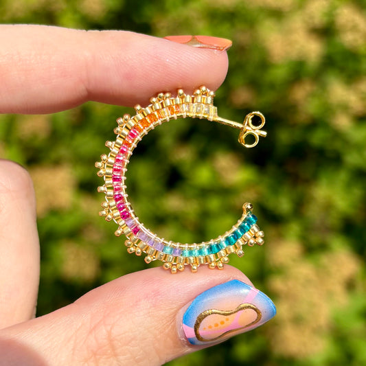 CELESTIAL Hoop Earrings, rainbow gradient