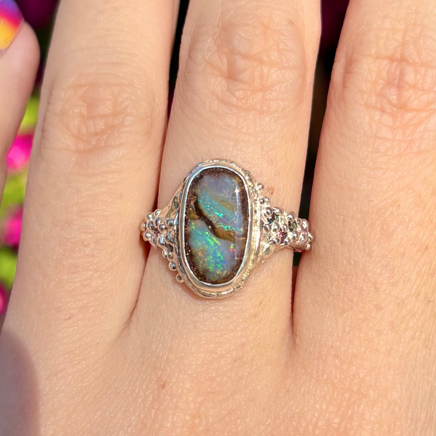 MERMAID LAGOON Ring, Boulder Opal & Sapphire