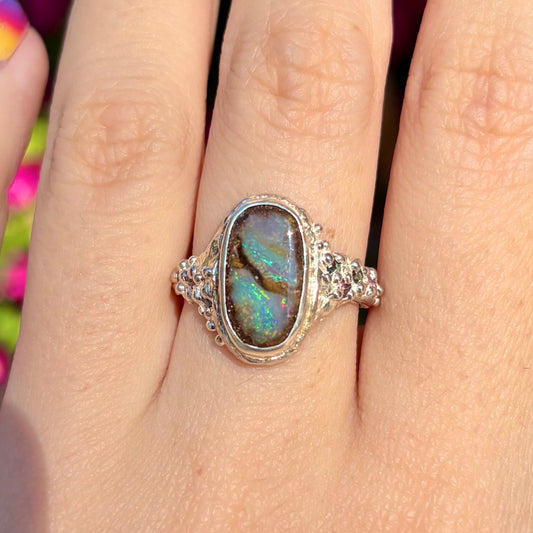 MERMAID LAGOON Ring, Boulder Opal & Sapphire