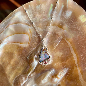 SIREN SONG Necklace, Boulder Opal & pink sapphire