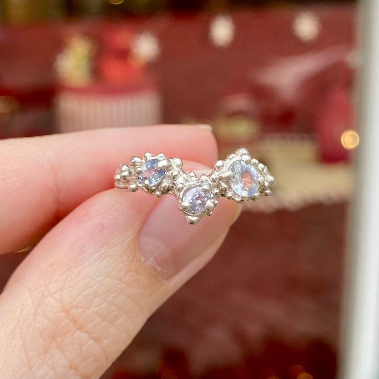 SAPPHIRE REEF Ring, white sapphire, size 56