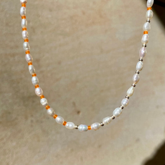 MARÉE Pearl Necklace Fine, orange