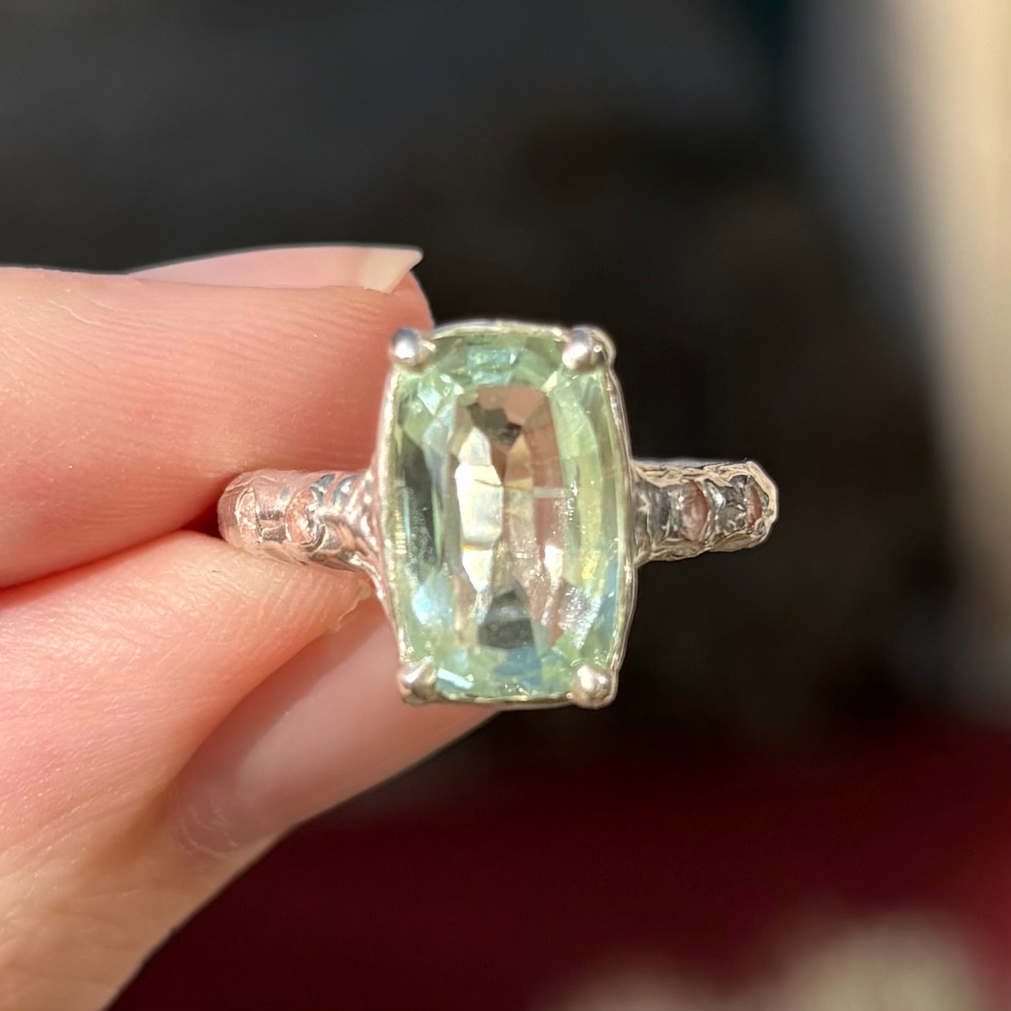 GREEN GATSBY Ring, beryl & sapphire, size 56