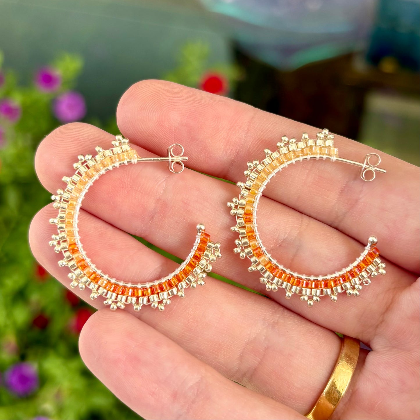 CELESTIAL Hoop Earrings, saturn, silver