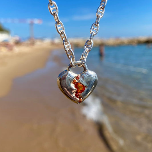 CŒUR RÉVÉLÉ Necklace, orange sapphire