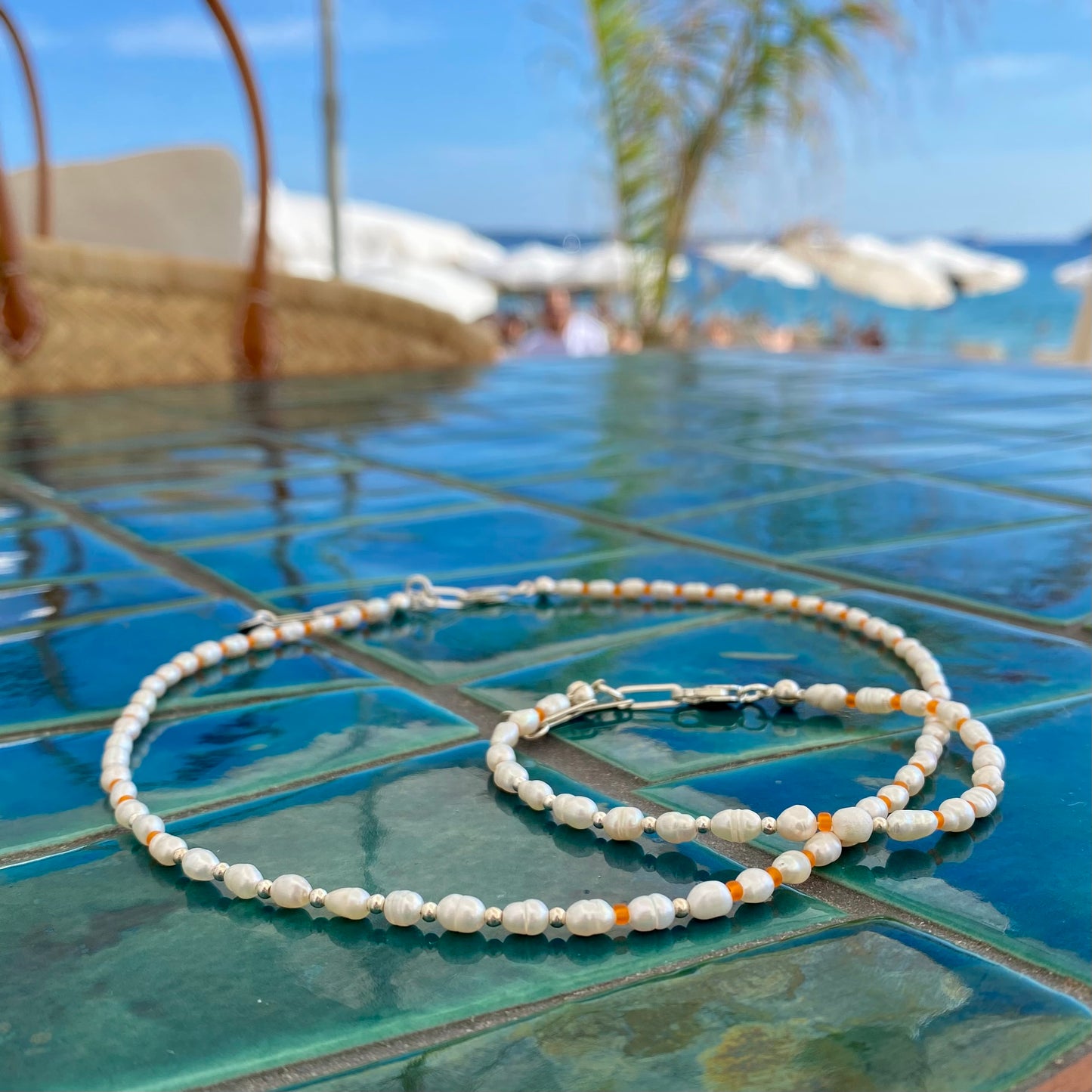 MARÉE Pearl Necklace Fine, orange