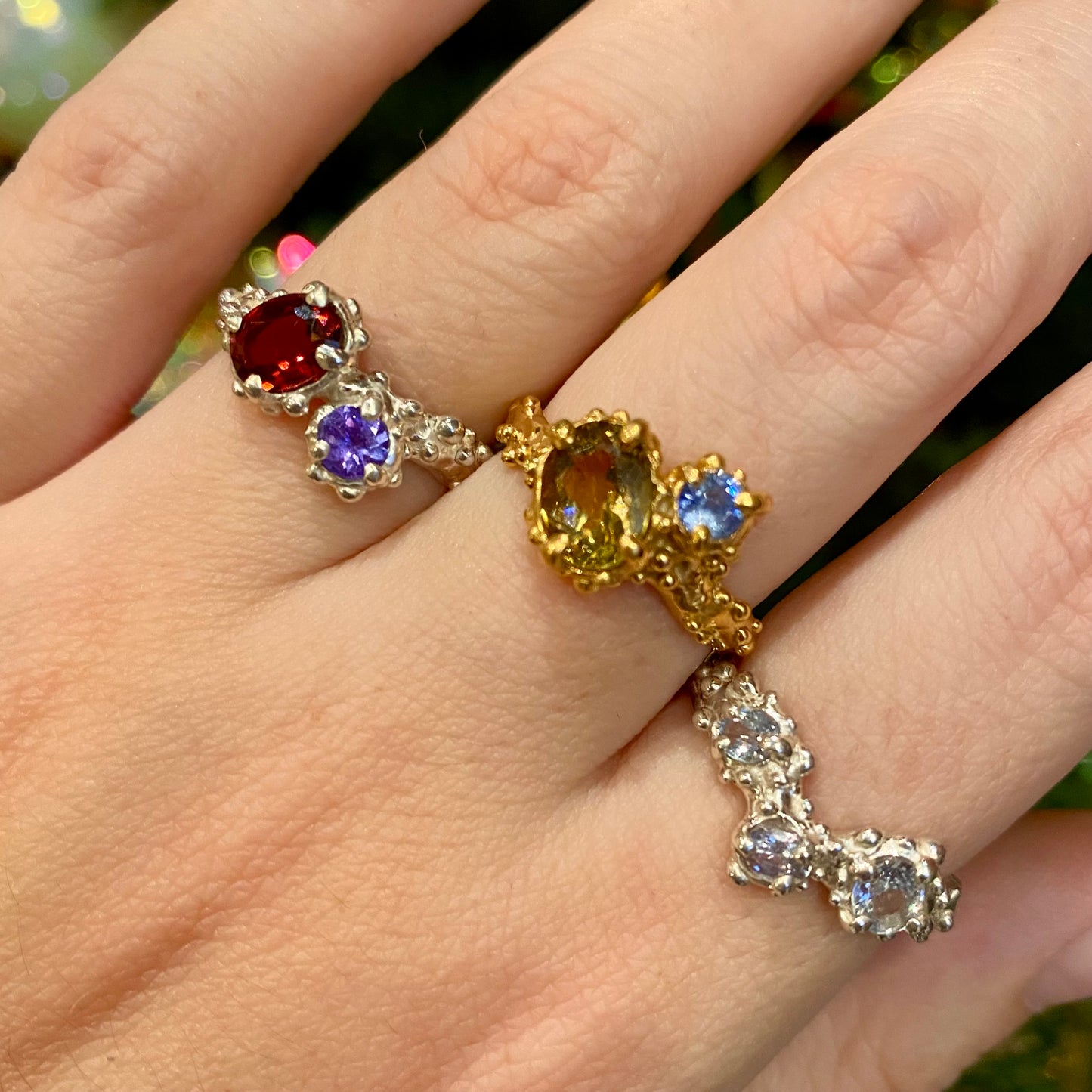 JEWEL REEF Ring, tourmaline & sapphire, size 54