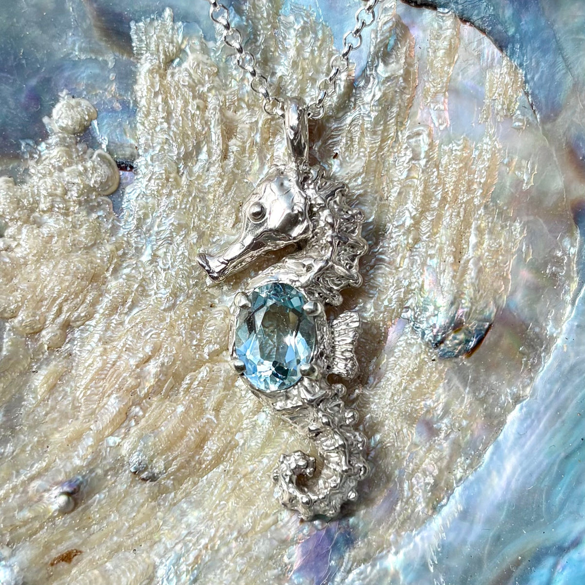 CHEVAL DE MER Necklace, aquamarine