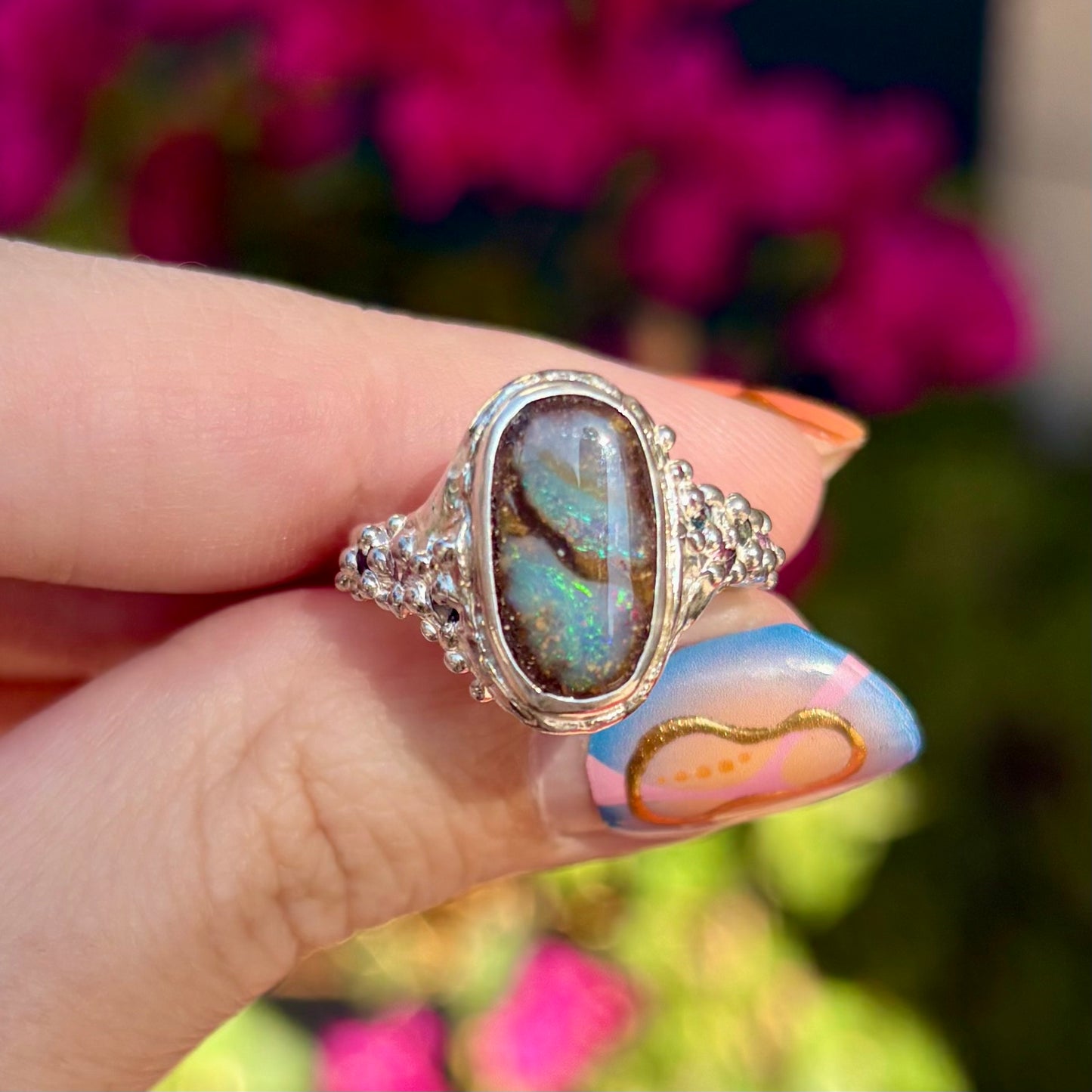 MERMAID LAGOON Ring, Boulder Opal & Sapphire