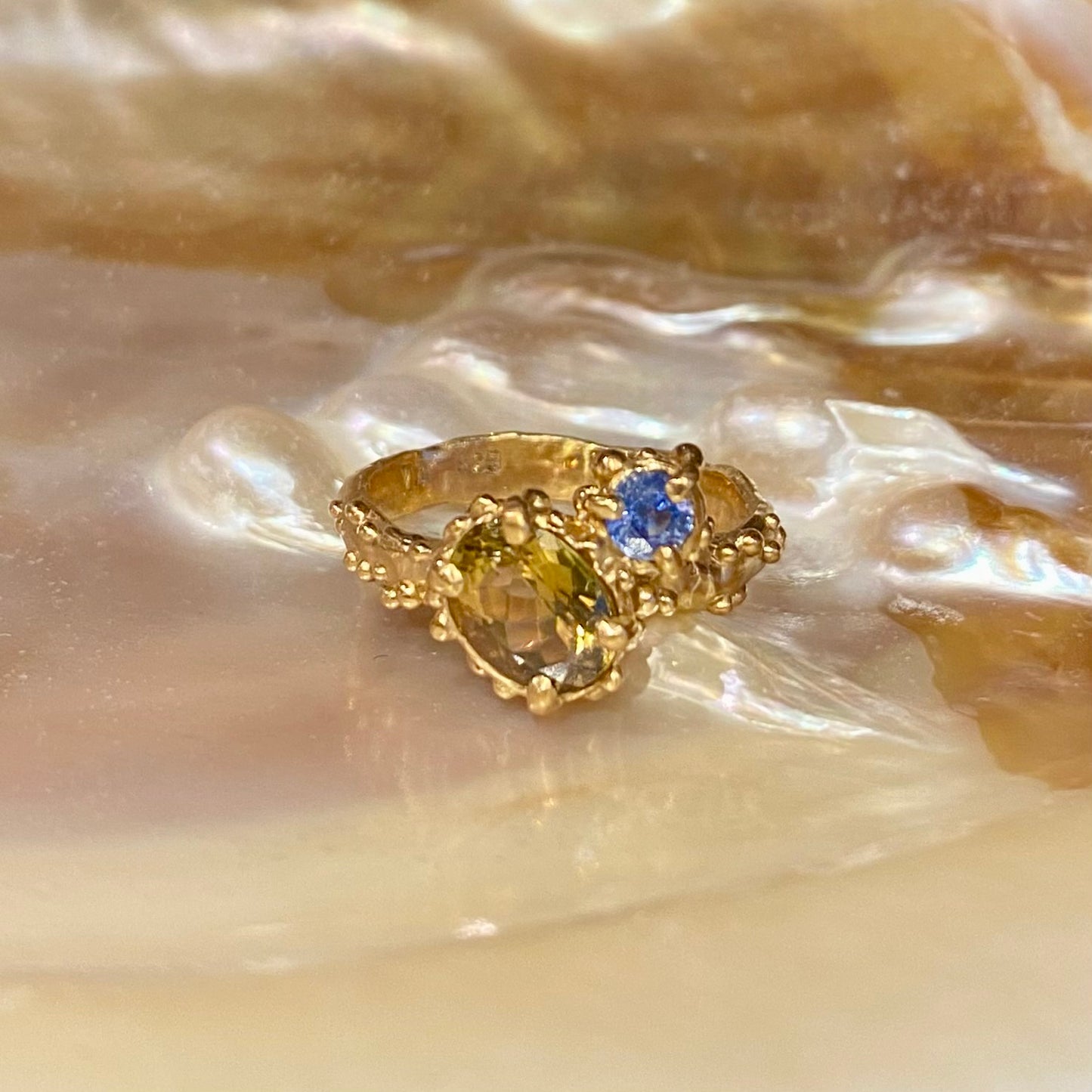 JEWEL REEF Ring, tourmaline & sapphire, size 54