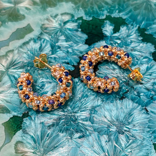 LA CROISETTE Hoop Earrings, deep sea blue
