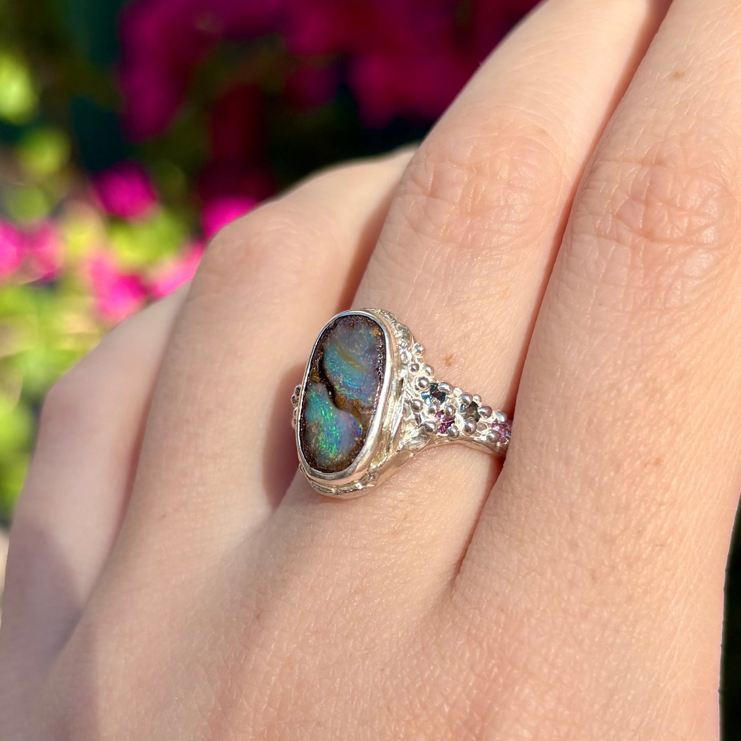 MERMAID LAGOON Ring, Boulder Opal & Sapphire