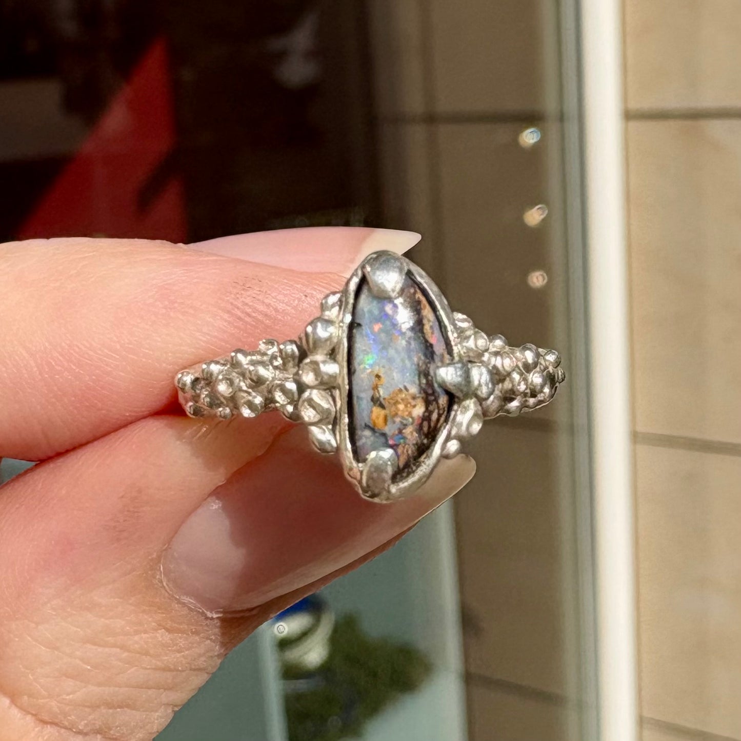 BARNACLE Ring, Boulder Opal, size 54