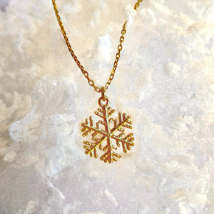 Dainty Snowflake necklace, gold plated sterling silver