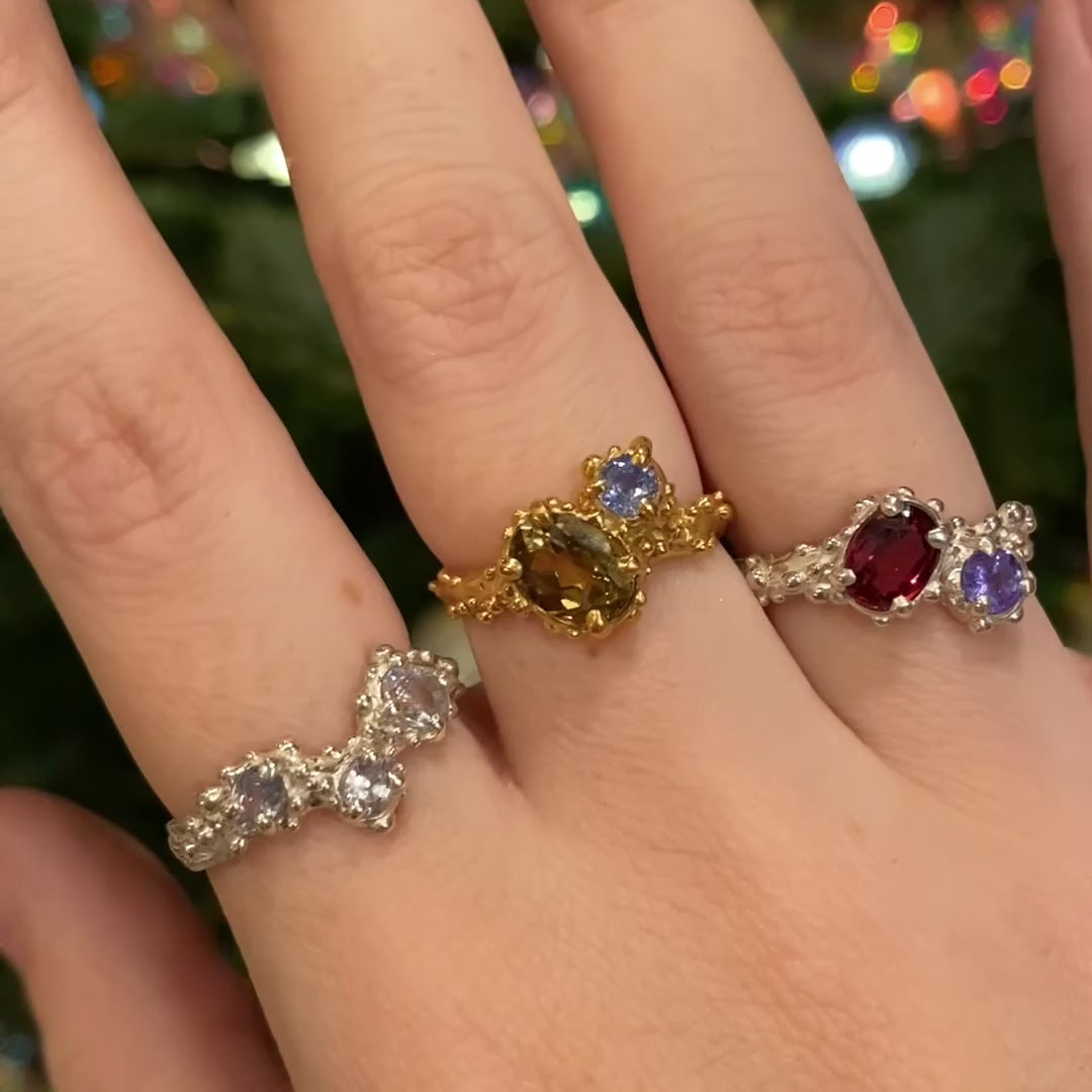 JEWEL REEF Ring, garnet & tanzanite, size 52 – Vivienne Benz