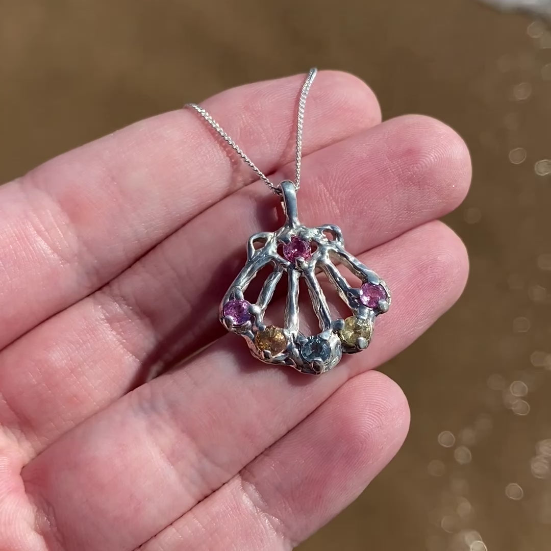 ENCHANTED SEASHELL Necklace, pastel sapphires – Vivienne Benz