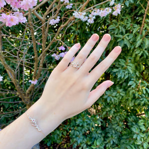 Silver cherry blossom HANAMI bracelet with pink sapphires 