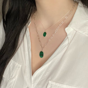 ABSINTHE Malachite Necklace, silver