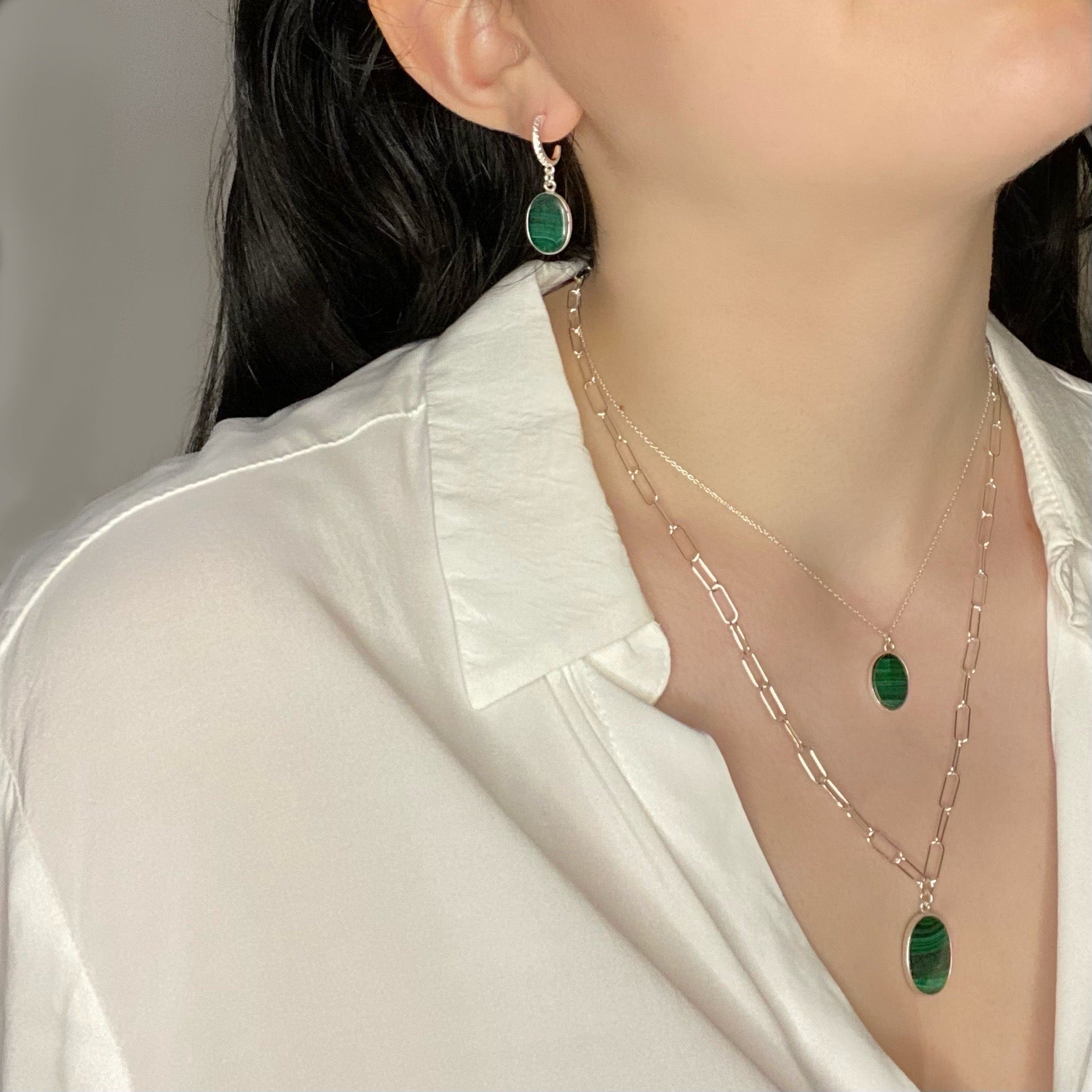 ABSINTHE Malachite Necklace, silver