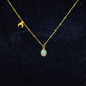 Moonlight Ethiopian Opal pendant on satellite chain