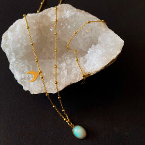 Moon inspired natural opal necklace by Vivienne Benz