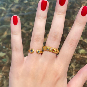 Sea foam ring with blue sapphires by Vivienne Benz