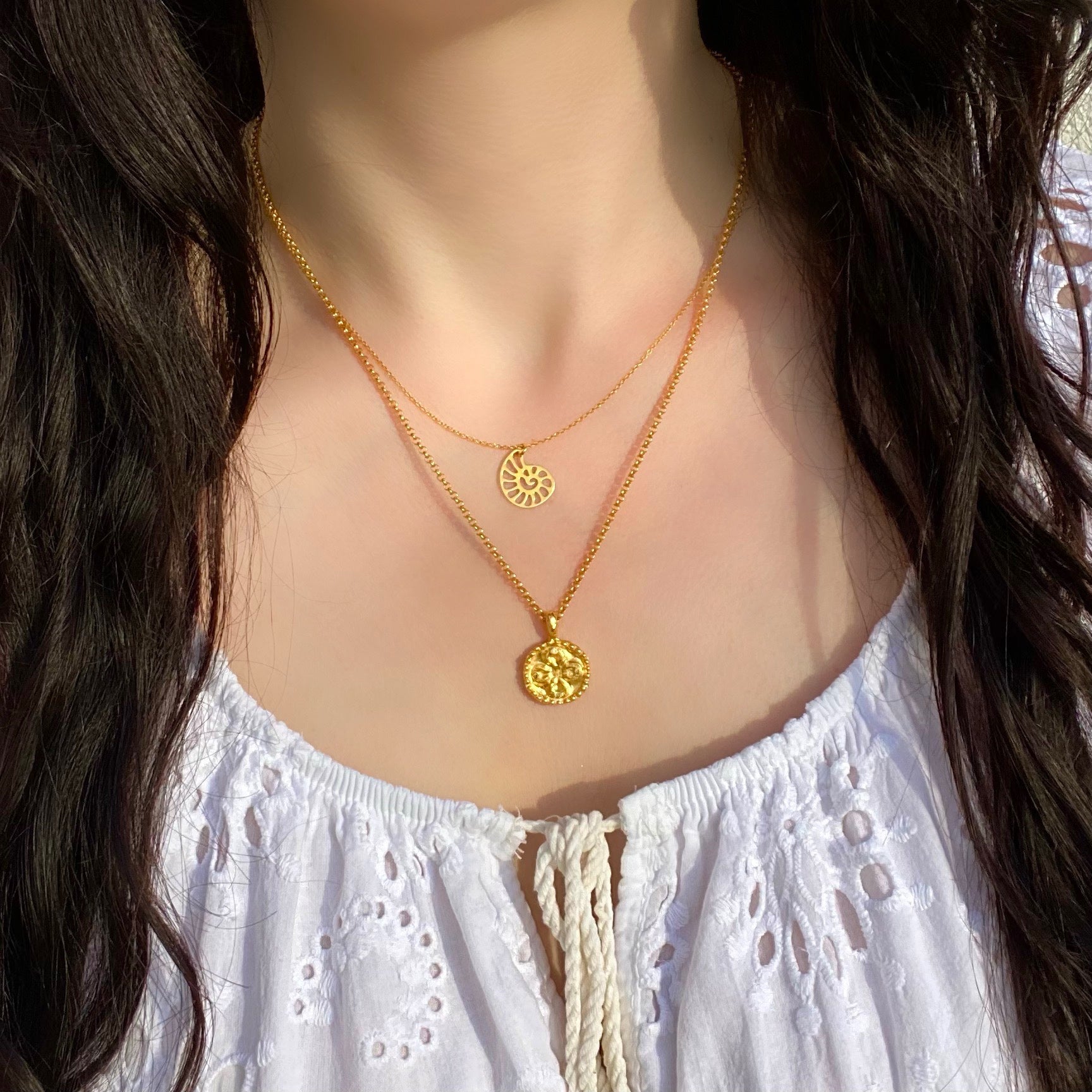 Gold jellyfish coin necklace 