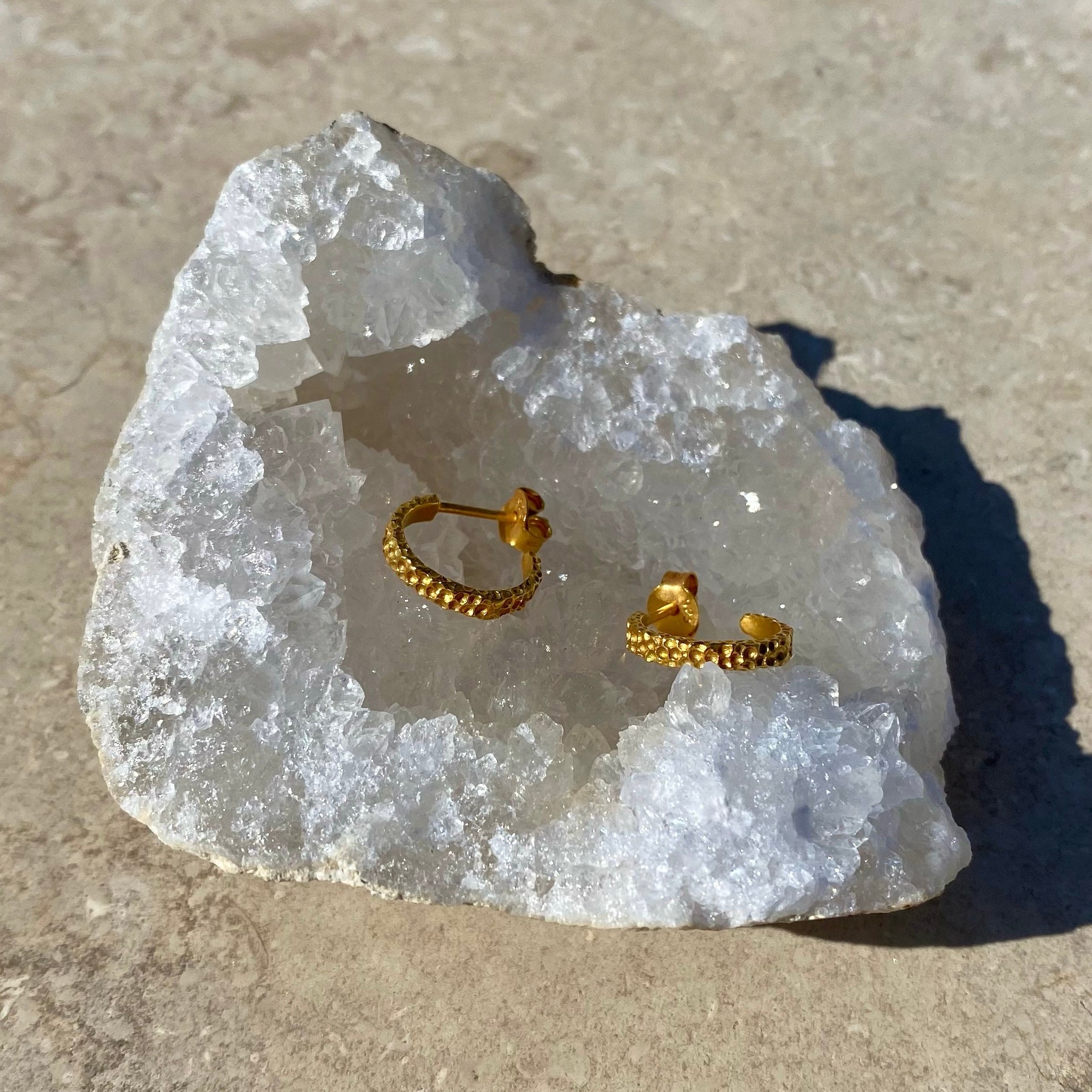 Hoop earrings with coral texture 